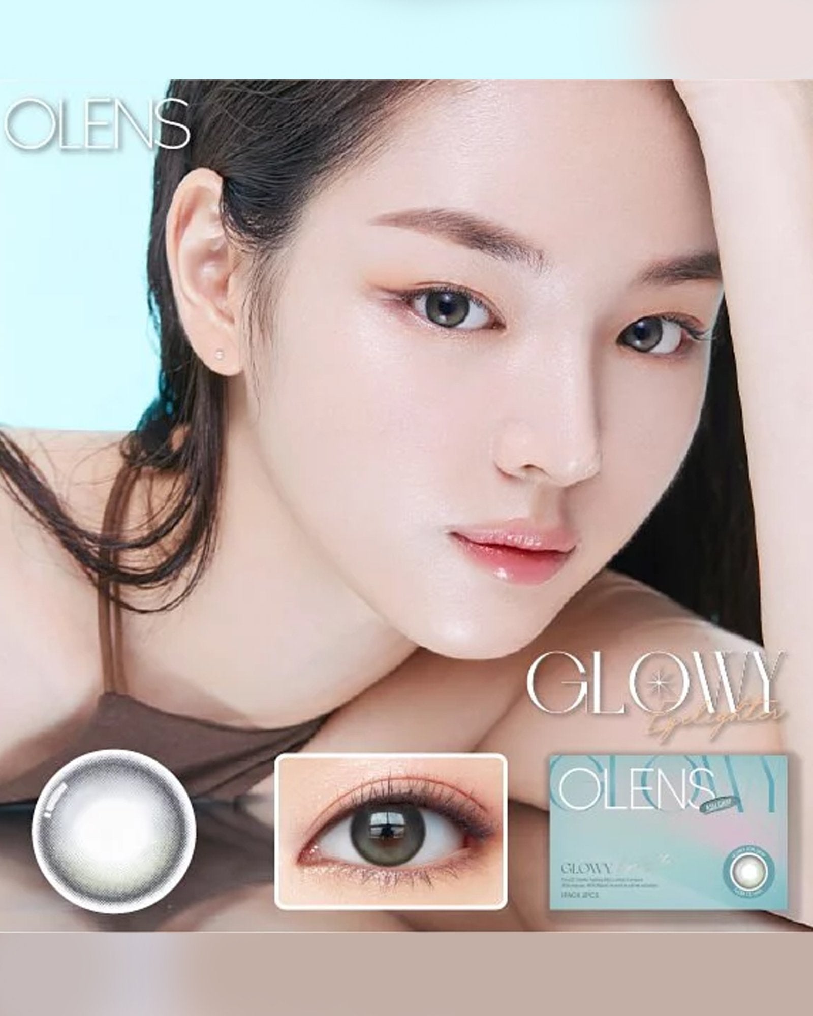 OLENS Eyelighter Glowy Ash Gray (1 Month, 2 lens/box) - OLENS - lenscottage