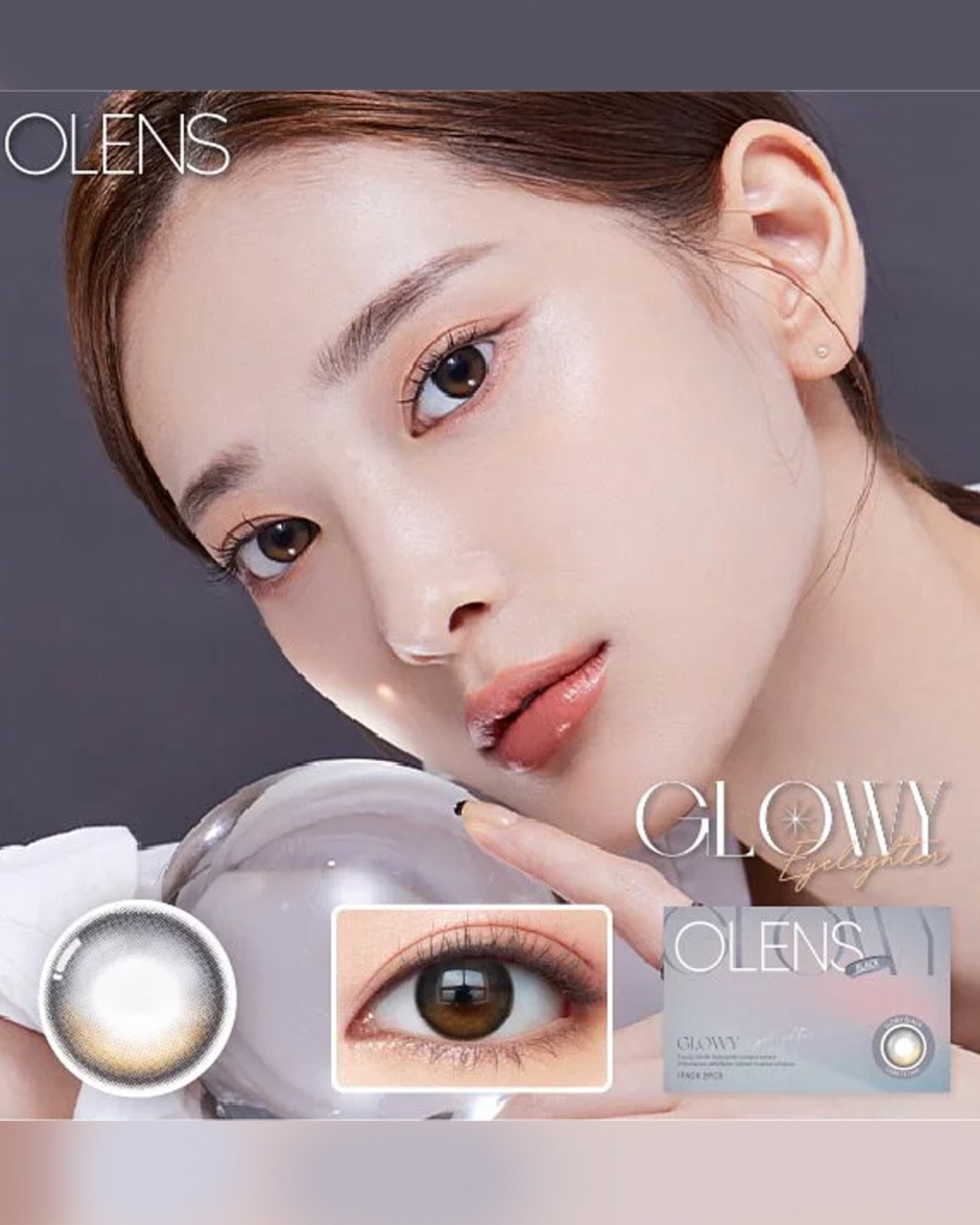 OLENS Eyelighter Glowy Black (1 Month, 2 lens/box) - OLENS - lenscottage