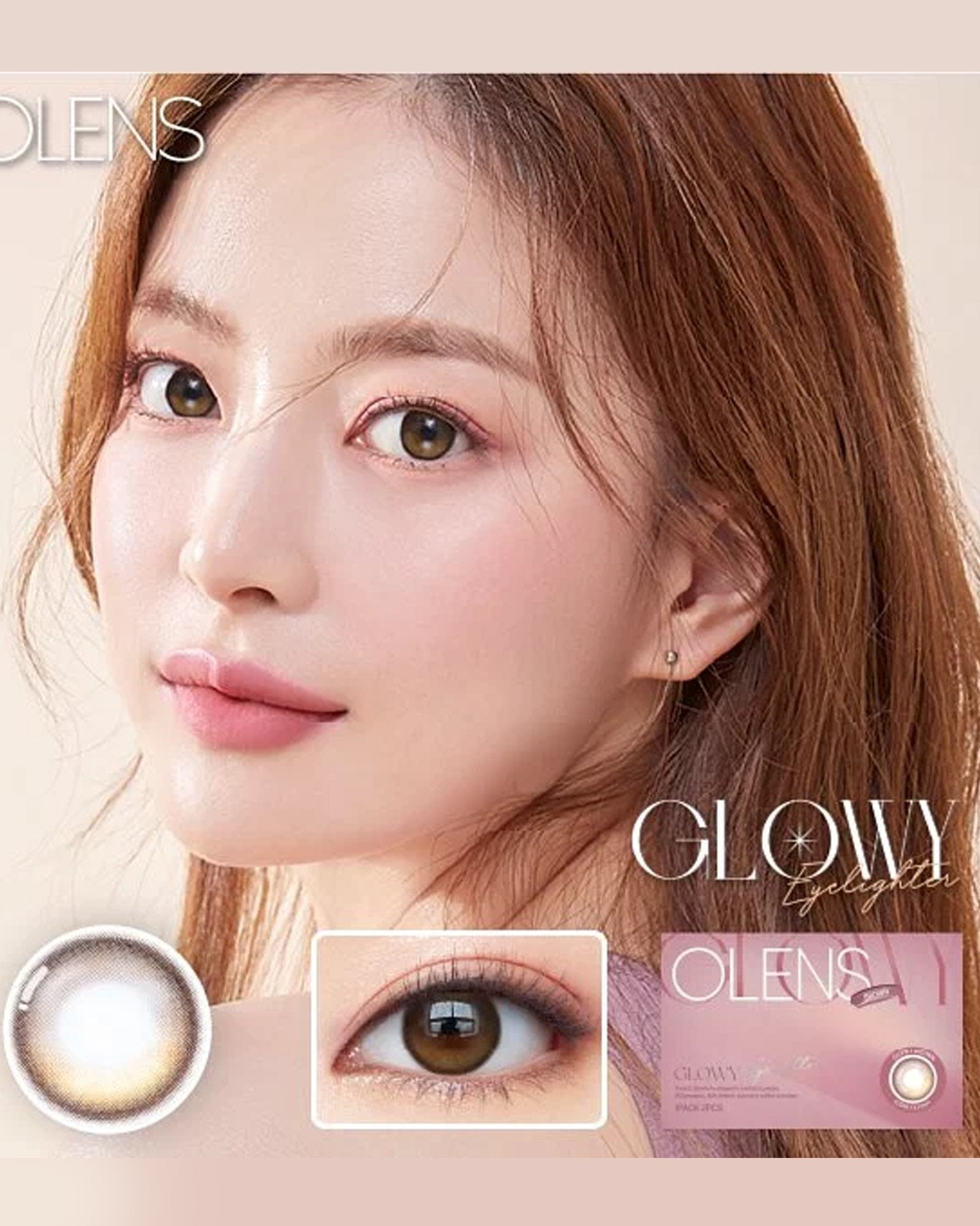 OLENS Eyelighter Glowy Brown (1 Month, 2 lens/box) - OLENS - lenscottage