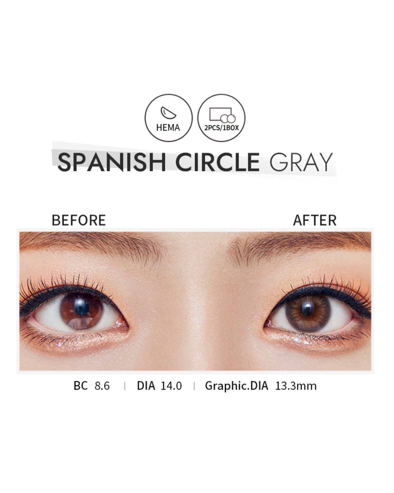 OLENS Spanish Circle Grey (1 Month, 2 lens/box) - OLENS - lenscottage