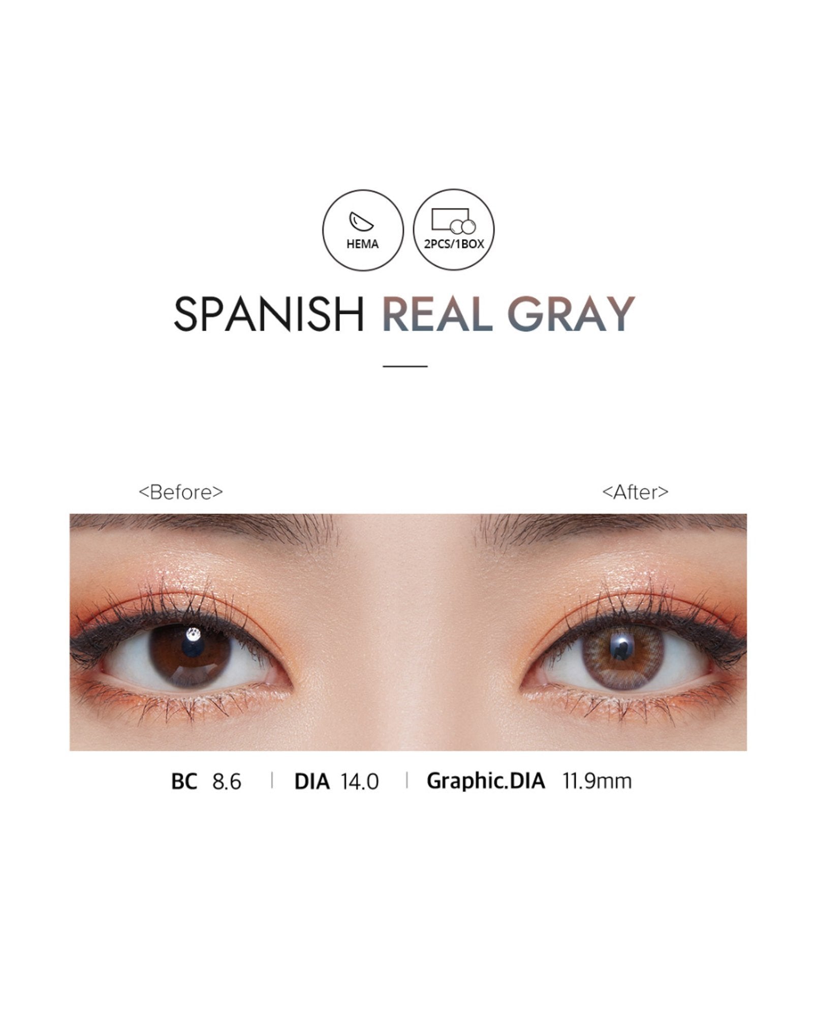 OLENS Spanish Real Gray (1 Month, 2 lens/box) - OLENS - lenscottage