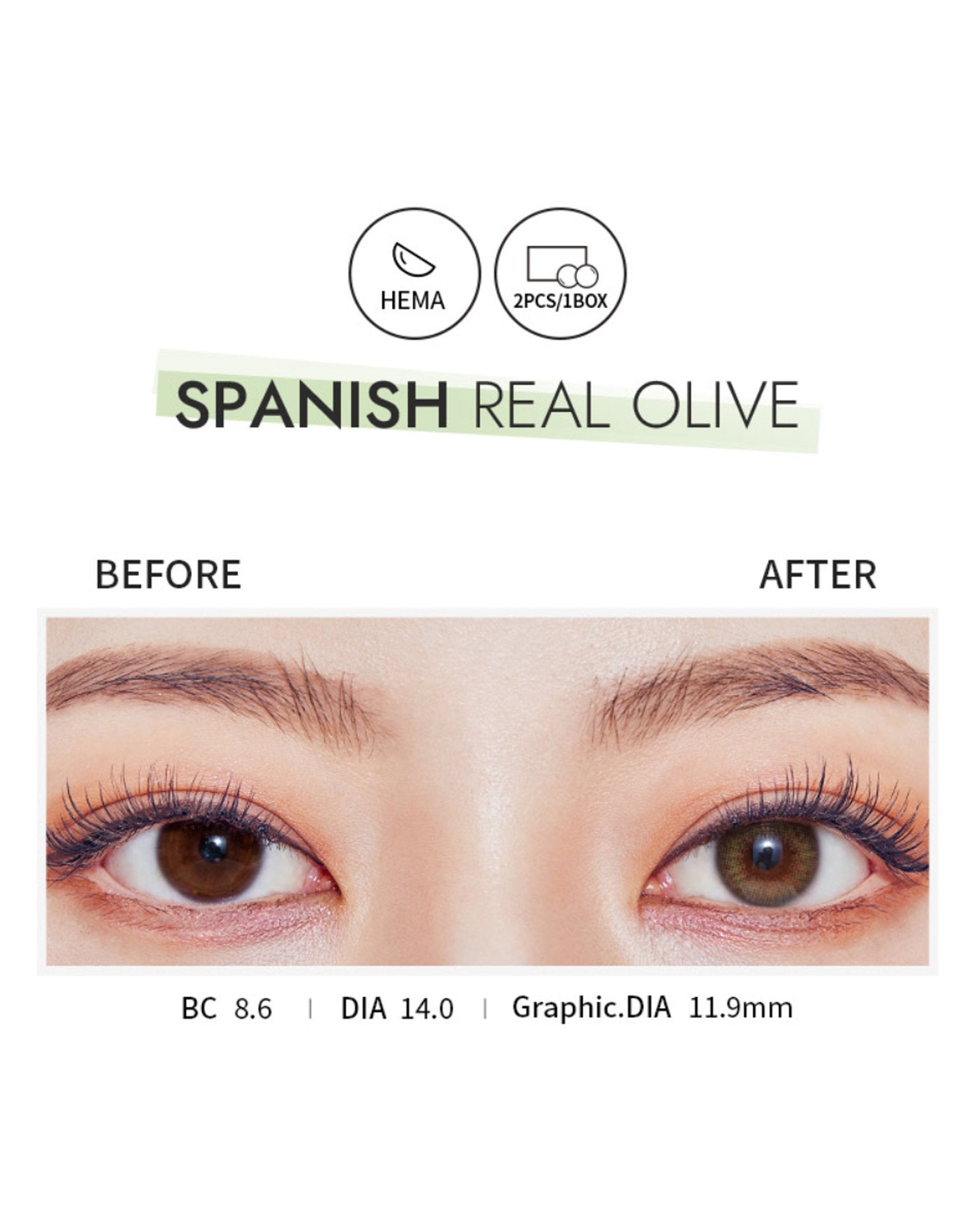 OLENS Spanish Real Olive (1 Month, 2 lens/box) - OLENS - lenscottage